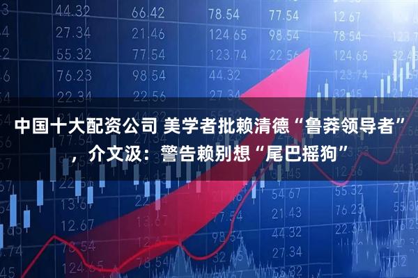 中国十大配资公司 美学者批赖清德“鲁莽领导者”，介文汲：警告赖别想“尾巴摇狗”