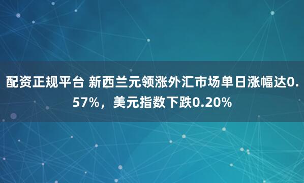 配资正规平台 新西兰元领涨外汇市场单日涨幅达0.57%，美元指数下跌0.20%