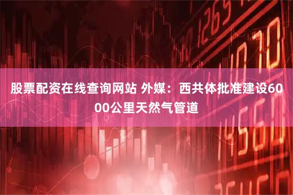股票配资在线查询网站 外媒：西共体批准建设6000公里天然气管道